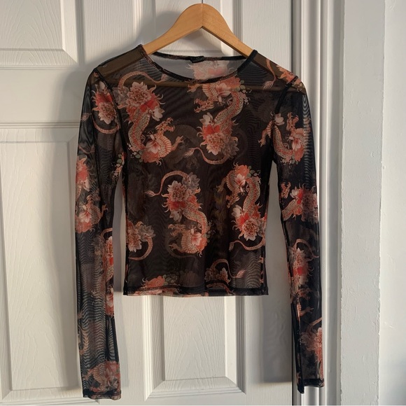 Urban Outfitters Tops - UO Sheer Dragon Print Long Sleeved Shirt